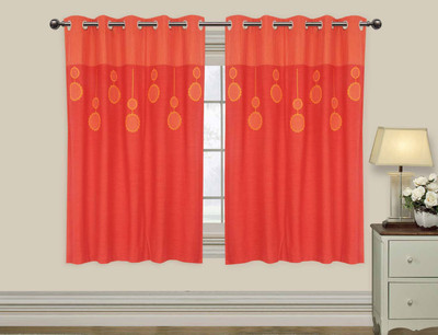 

Elan 150 cm (5 ft) Cotton Window Curtain Single Curtain(Plain, Red)