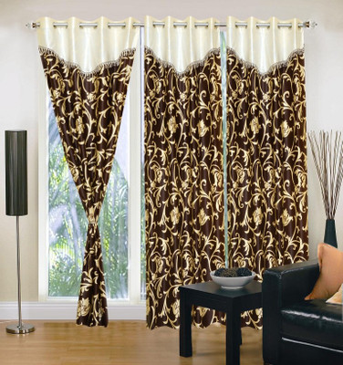 

Excel Bazaar 214 cm (7 ft) Polyester Door Curtain (Pack Of 3)(Abstract, Brown)