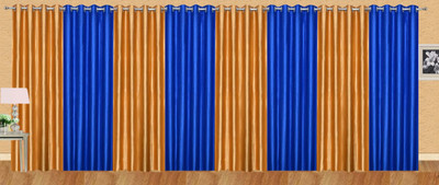 

Stella Creations 214 cm (7 ft) Polyester Door Curtain (Pack Of 8)(Solid, Gold, Blue), Blue;gold