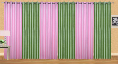 

Stella Creations 275 cm (9 ft) Polyester Long Door Curtain (Pack Of 6)(Solid, Pink, Light Green), Light green;pink