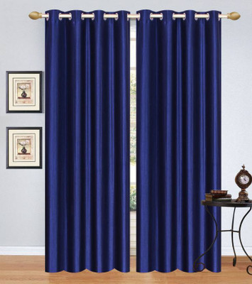 

Red N Hot 152 cm (5 ft) Polyester Window Curtain (Pack Of 2)(Plain, Blue)