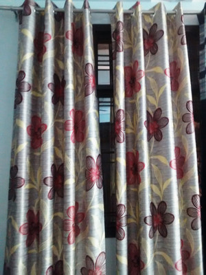 

Shweta International Polyester Window Curtain 214 cm (6.9ft) Pack of 2(Floral Red)