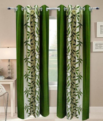 

Ville Style 2 m (0 ft) Polyester Window Curtain (Pack Of 2)(Floral, Green)