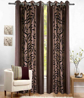 

Abhi Decor 274 cm (9 ft) Polyester Long Door Curtain (Pack Of 2)(Printed, Brown)