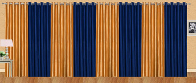 

Stella Creations 154 cm (5 ft) Polyester Window Curtain (Pack Of 8)(Solid, Gold, Blue), Blue;gold