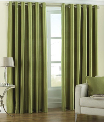 

PHome Decor 152 cm (5 ft) Polyester Window Curtain (Pack Of 2)(Plain, Green)