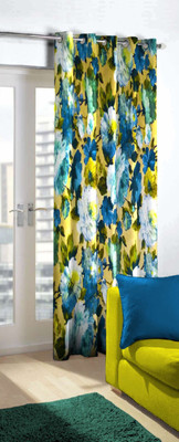 

Skipper 275 cm (9 ft) Blends Long Door Curtain Single Curtain(Floral, Blue/Green)