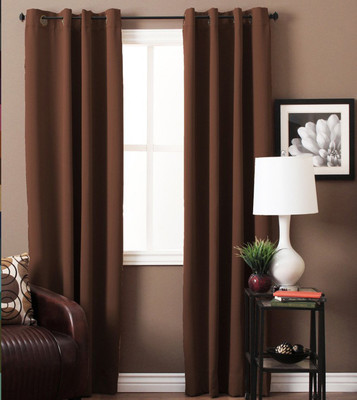 

American-Elm 275 cm (9 ft) Polyester Long Door Curtain (Pack Of 2)(Solid, Red_3)