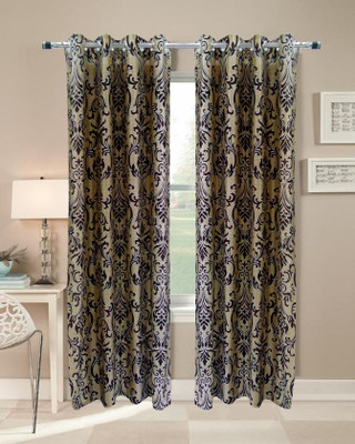 46% OFF on Homefab India 214 cm (7 ft) Polyester Door Curtain Single Curtain(Floral, Brown)