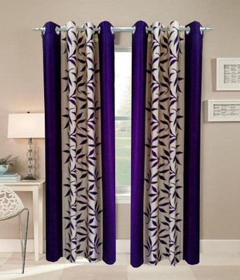 

Panipat Textile Hub 213 cm (7 ft) Polyester Door Curtain (Pack Of 2)(Floral, Purple)