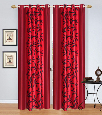 

Excel Bazaar 275 cm (9 ft) Polyester Long Door Curtain (Pack Of 2)(Floral, Maroon)
