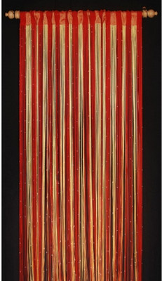 31% OFF on ExpressionsHome 203.28 cm (6 ft) Polyester Door Curtain (Pack Of 2)(Striped, Red)