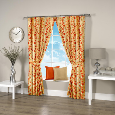 Threadmix 152 cm (5 ft) Polycotton Window Curtain Single Curtain(Geometric, Red)