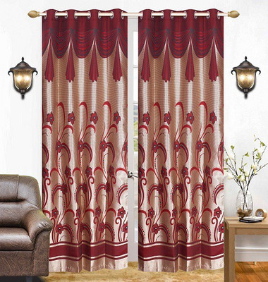 

The Intellect Bazaar 213 cm (7 ft) Jacquard Door Curtain (Pack Of 2)(Floral, Red)