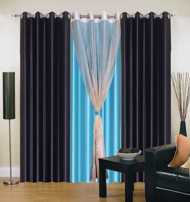 

Livingcreation 213 cm (7 ft) Polyester Door Curtain (Pack Of 4)(Plain, Black, Blue, White)