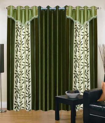 61% OFF on Shopgrab 213 cm (7 ft) Polyester Door Curtain (Pack Of 3)(Printed, Green, Beige)