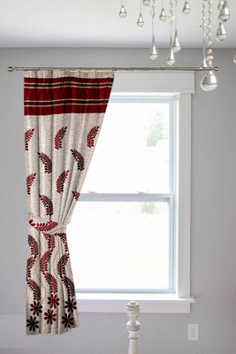 

Threadmix 152 cm (5 ft) Polyester Window Curtain Single Curtain(Floral, Red)