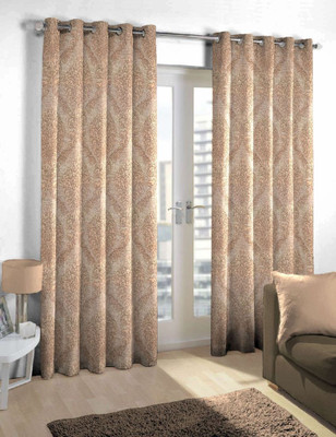 

Skipper 275 cm (9 ft) Blends Long Door Curtain Single Curtain(Motif, Brown)