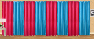 

Ville Style 275 cm (9 ft) Polyester Long Door Curtain (Pack Of 8)(Solid, Pink, Blue), Blue;pink
