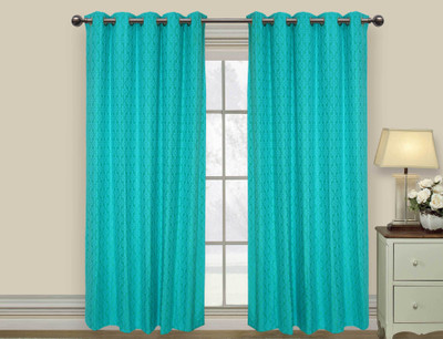 

Elan 270 cm (9 ft) Cotton Long Door Curtain Single Curtain(Printed, Blue)
