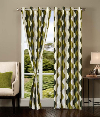 62% OFF on Shopgrab 213 cm (7 ft) Polyester Door Curtain (Pack Of 2)(Printed, Green, Beige)