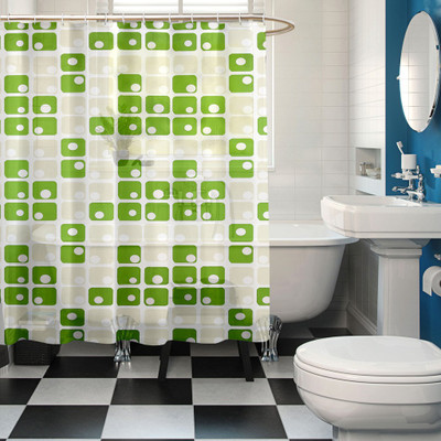 

Cortina 200 cm (7 ft) Polyester Shower Curtain Single Curtain(Abstract, Green)