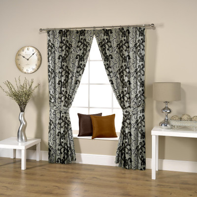 

Threadmix 152 cm (5 ft) Polyester Window Curtain (Pack Of 2)(Floral, Grey)