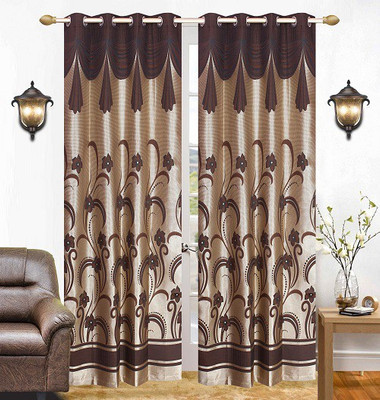 

The Intellect Bazaar 213 cm (7 ft) Jacquard Door Curtain (Pack Of 2)(Floral, Brown)