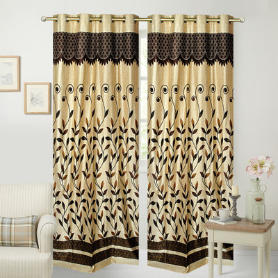 

Handloom Hut 213 cm (7 ft) Polyester Door Curtain (Pack Of 2)(Printed, Brown Panel)