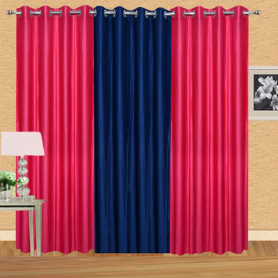 

Excel Bazaar 275 cm (9 ft) Polyester Long Door Curtain (Pack Of 3)(Solid, Magneta, Neavy Blue)
