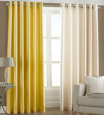 

Excel Bazaar 214 cm (7 ft) Polyester Door Curtain (Pack Of 2)(Plain, Yellow, Cream), Cream;yellow