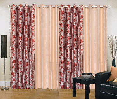 

Stella Creations 214 cm (7 ft) Polyester Door Curtain (Pack Of 4)(Printed, Maroon, Beige), Beige;maroon