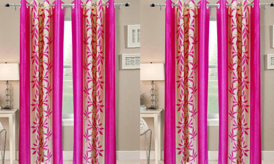 

Excel Bazaar 220 cm (7 ft) Polycotton Door Curtain (Pack Of 4)(Floral, Pink)