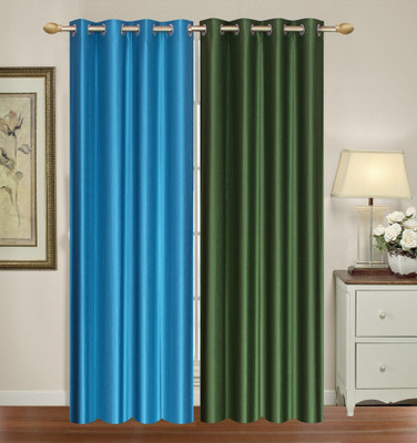 

Furnishing Zone 274 cm (9 ft) Polyester Long Door Curtain (Pack Of 2)(Plain, Blue, Green)