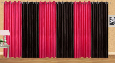

Ville Style 214 cm (7 ft) Polyester Door Curtain (Pack Of 6)(Solid, Pink, Brown), Brown;pink