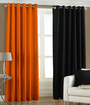 

PHome Decor 274 cm (9 ft) Polyester Long Door Curtain (Pack Of 2)(Plain, 1 Orange 1 Black)