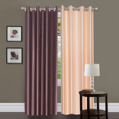 

Decor World 274 cm (9 ft) Polyester Long Door Curtain (Pack Of 2)(Plain, Brown)