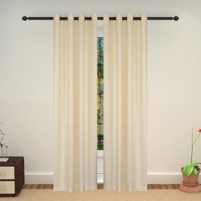 

Lushomes 228 cm (7 ft) Polyester Door Curtain Single Curtain(Self Design, Cream)