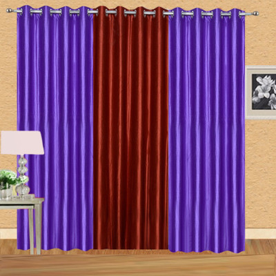 

Excel Bazaar 275 cm (9 ft) Polyester Long Door Curtain (Pack Of 3)(Solid, Purple, Rust)