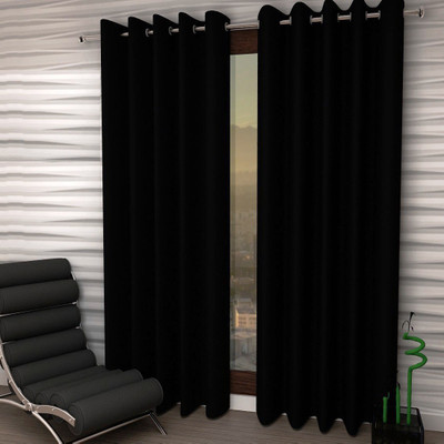 

Italian Fab 152 cm (5 ft) Polyester Window Curtain (Pack Of 4)(Floral, Black)