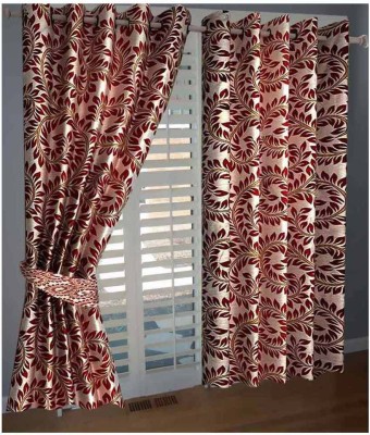 

Panipat Textile Hub 213 cm (7 ft) Polyester Door Curtain (Pack Of 2)(Floral, Maroon)