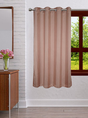 

Lushomes 150 cm (5 ft) Polyester Window Curtain Single Curtain(Striped, Light Brown)