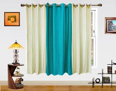9% OFF on Dekor World 150 cm (5 ft) Polyester Window Curtain (Pack Of 3)(Self Design, White, Blue) 9% OFF on Dekor World 150 cm (5 ft) Polyester Window Curtain (Pack Of 3)(Self Design, White, Blue)