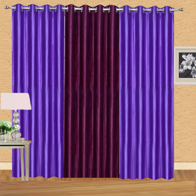 

Excel Bazaar 214 cm (7 ft) Polycotton Door Curtain (Pack Of 3)(Plain, Purple-1wine)