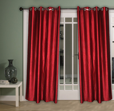 

Home Aid 213 cm (7 ft) Satin Door Curtain (Pack Of 2)(Plain, Red)