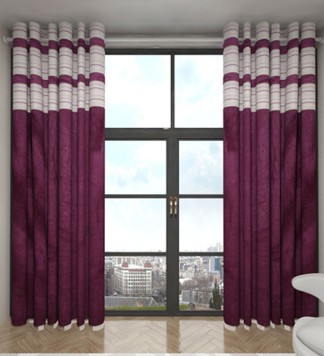 

Home Candy 274 cm (9 ft) Polyester Long Door Curtain (Pack Of 2)(Plain, Purple)