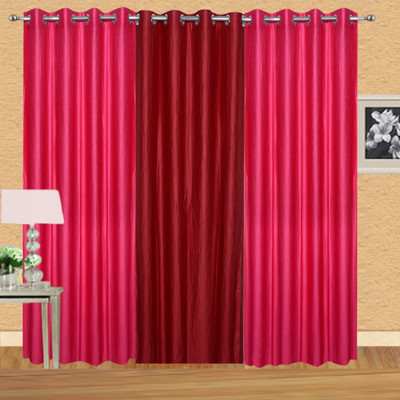 

Ville Style 214 cm (7 ft) Polyester Door Curtain (Pack Of 3)(Solid, Pink, Red)