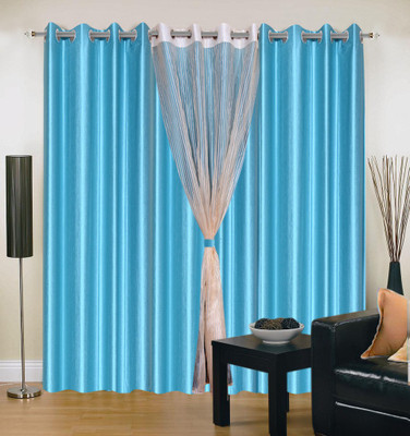 

Livingcreation 213 cm (7 ft) Polyester Door Curtain (Pack Of 4)(Plain, Blue, White)