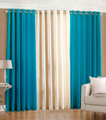 

PHome Decor 274 cm (9 ft) Polyester Long Door Curtain (Pack Of 3)(Plain, 2 Aqua 1 Cream)