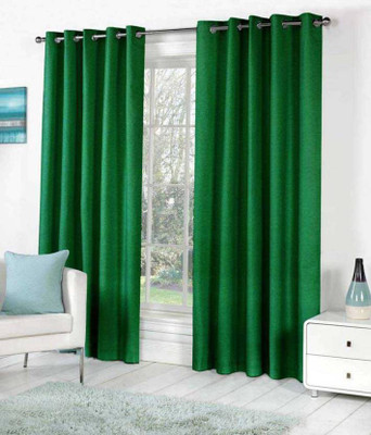 Abhi Decor 213 cm (7 ft) Polyester Door Curtain (Pack Of 2)(Plain, Dark Green)